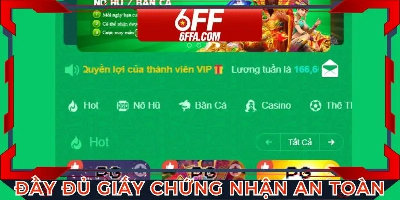 Đầy đủ giấy chứng nhận đảm bảo an toàn, chất lượng trải nghiệm